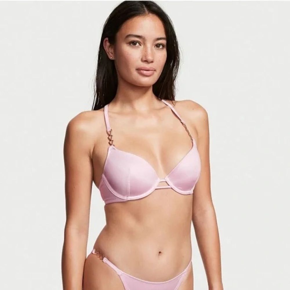 NWOT Victoria’s Secret Swim Metal Chain Push Up Bra Bikini Top Size 34DD